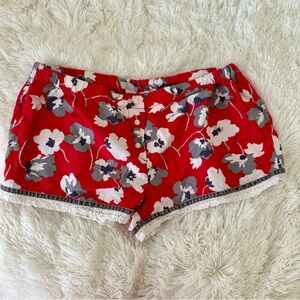 Victoria's Secret Women’s Floral Red Gray White Lounge Shorts Size: Medium
